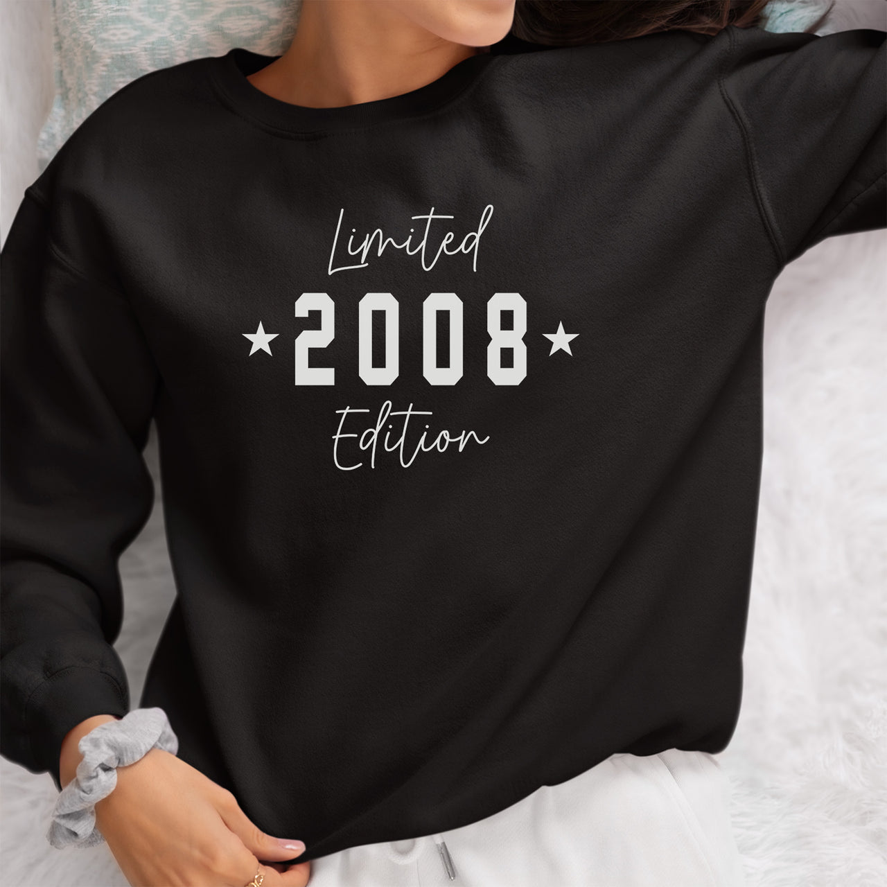 Limited Edition Birthday Year Iron-On Transfer - Personalised Birth Year Design shown on a sweatshirt