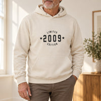 Sand hoodie with the Limited Edition Arch Year design printed on the chest