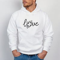 Love Script Iron-On Transfer shown on a hoodie