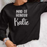 Maid of Honour Iron-On Transfer | Wedding HTV UK shown on a sweatshirt