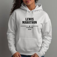 Marathon Finisher 2026 Iron-On Transfer shown on a hoodie