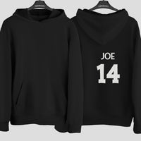 Martial Arts Gi Name Number Iron-On Transfer shown on a hoodie