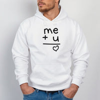 Me Plus You Heart Iron-On Transfer shown on a hoodie
