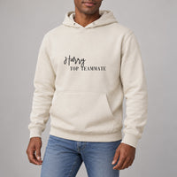 Award Iron On Text, shown on a natural hoodie