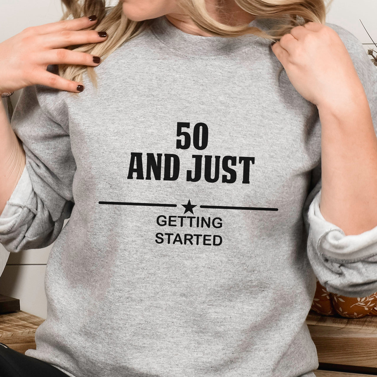 Milestone Birthday Iron-On Transfer shown on a sweatshirt