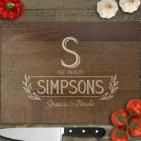 Thumbnail for Monogrammed Wooden-Effect Glass Chopping Board - Family Kitchenware - DENMARY