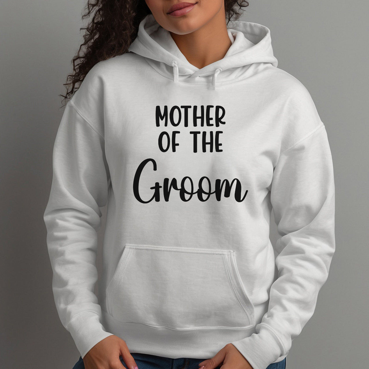 Mother of the Groom Elegant Iron-On Transfer shown on a hoodie
