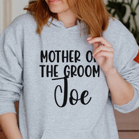 Mother of the Groom Iron-On Transfer | Wedding HTV UK shown on a hoodie