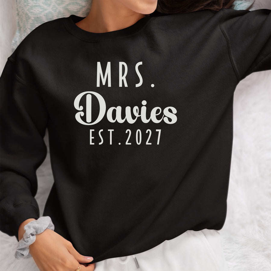 Mrs Surname Est Iron-On Transfer - photo of the finished product