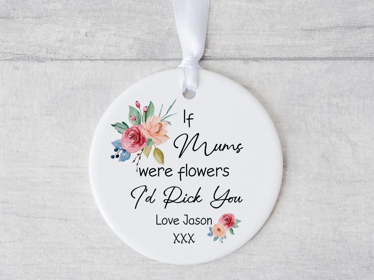 Mum's Custom Floral Ceramic Keepsake - Personalised Birthday - Christmas Ornament - DENMARY