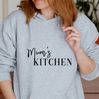 Mum's Kitchen Leaf Wreath Iron-On Transfer shown on a hoodie