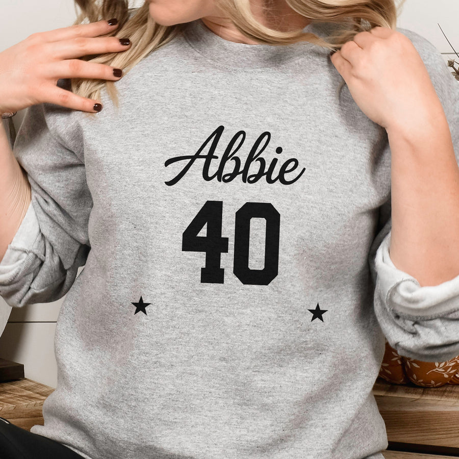 Name & Age Iron-On Transfer for Matching Birthday Tops - photo of the finished product