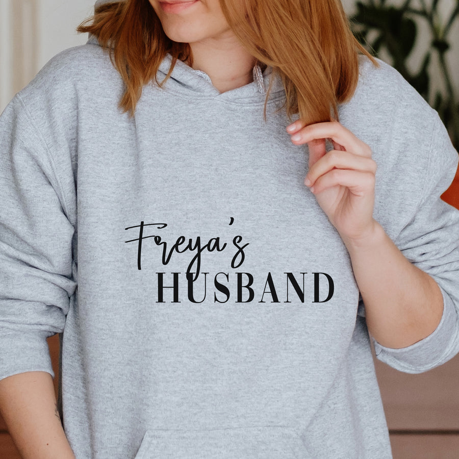 Name's Husband Iron-On Transfer - Personalised Wife Gift Design - photo of the finished product