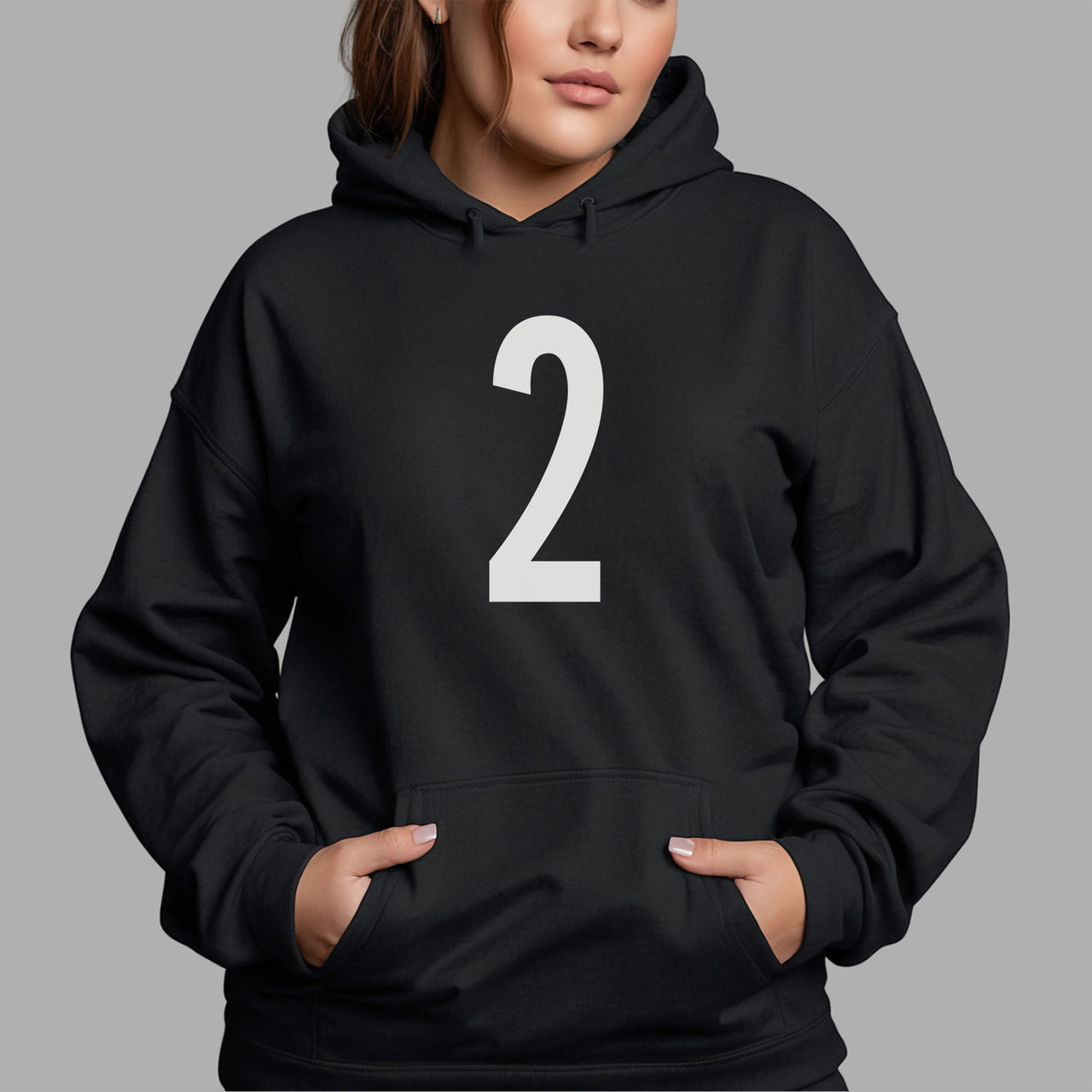 Number 2 Iron-On Transfer - Bold Birthday Age Number HTV Design shown on a hoodie