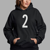 Number 2 Iron-On Transfer - Bold Birthday Age Number HTV Design shown on a hoodie