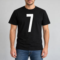 Black T-shirt with the Big Number design printed on the chest