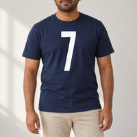 Navy T-shirt with the Big Number design printed on the chest
