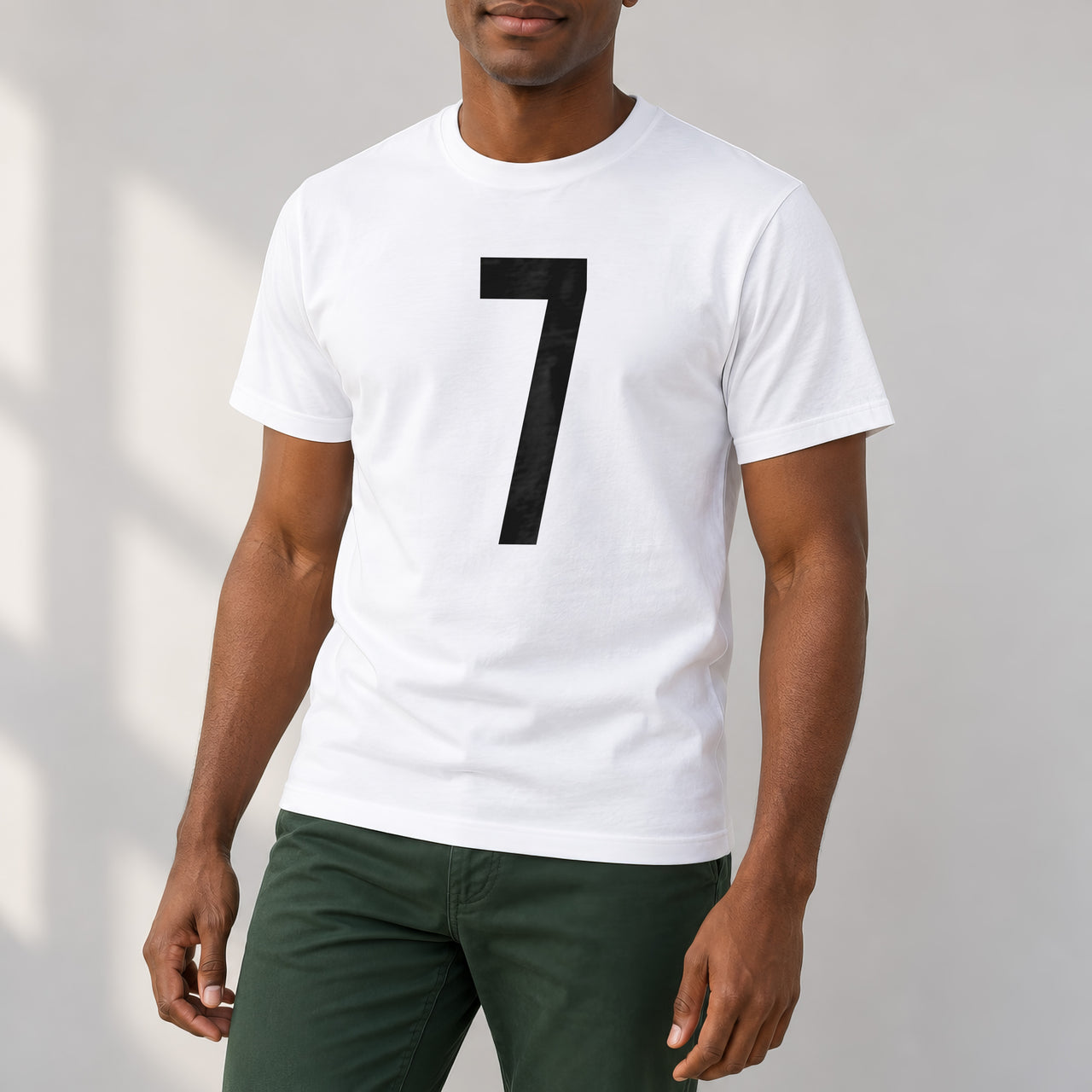 White T-shirt with the Big Number design printed on the chest