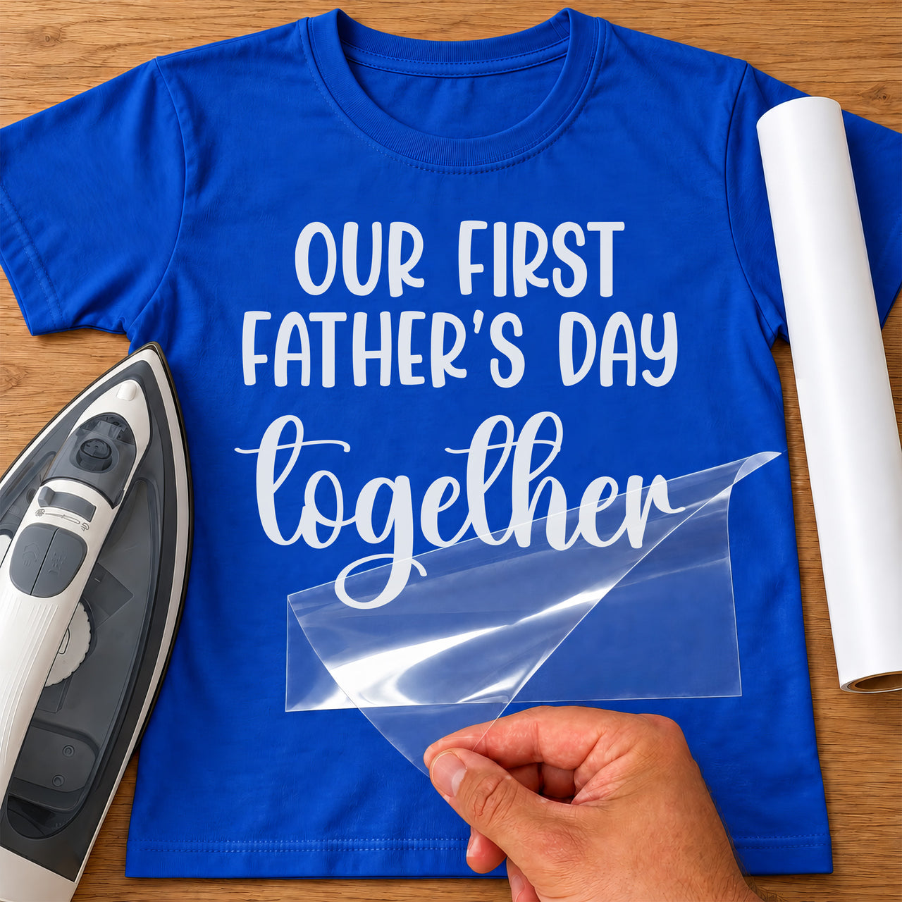 Our First Father's Day Together Iron-On Transfer - Baby Bottle &amp; Beer Design