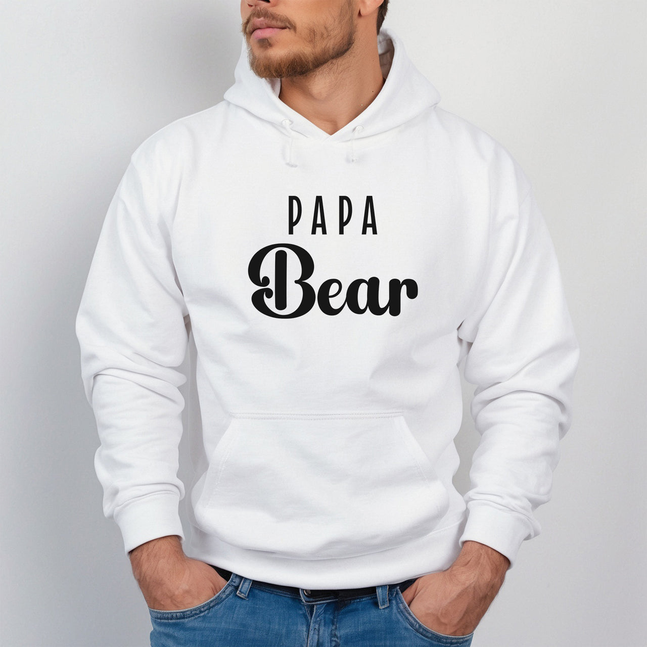 Papa Bear Iron-On Transfer shown on a hoodie
