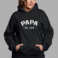 Papa & Mama Est. Iron-On Transfer shown on a hoodie