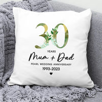 Thumbnail for Personalised 30th Pearl Anniversary Cushion - Couples Floral Design - DENMARY