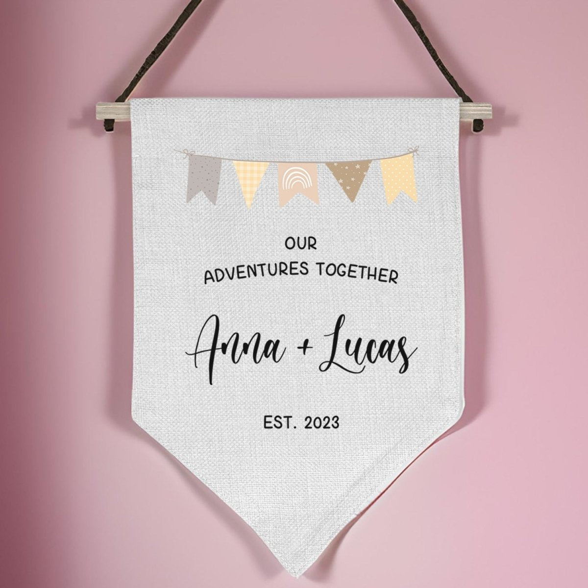 Personalised Adventure Flag - New Home Gift - Couple's Keepsake - DENMARY