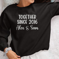 Personalised Anniversary Metallic Iron-On Transfer shown on a sweatshirt