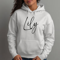 Personalised Ballet Name Iron-On Transfer shown on a hoodie