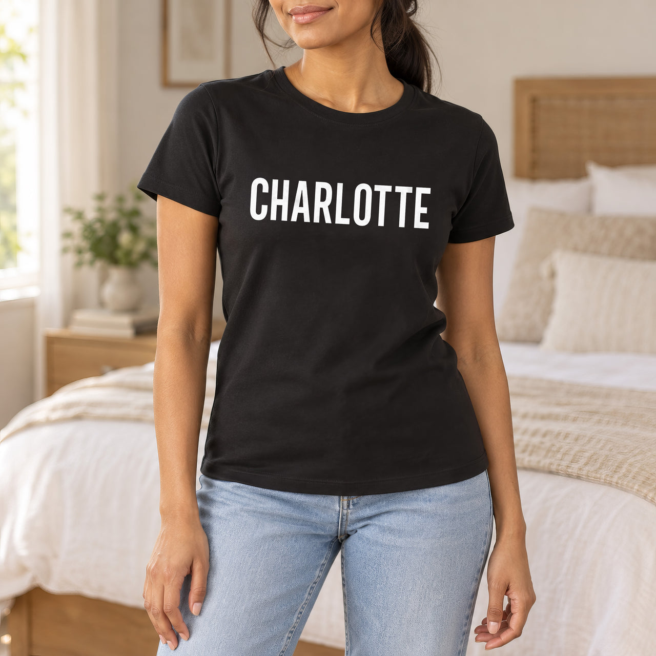 Personalised Car Valeter Name Iron-On Transfer, shown on a black t-shirt