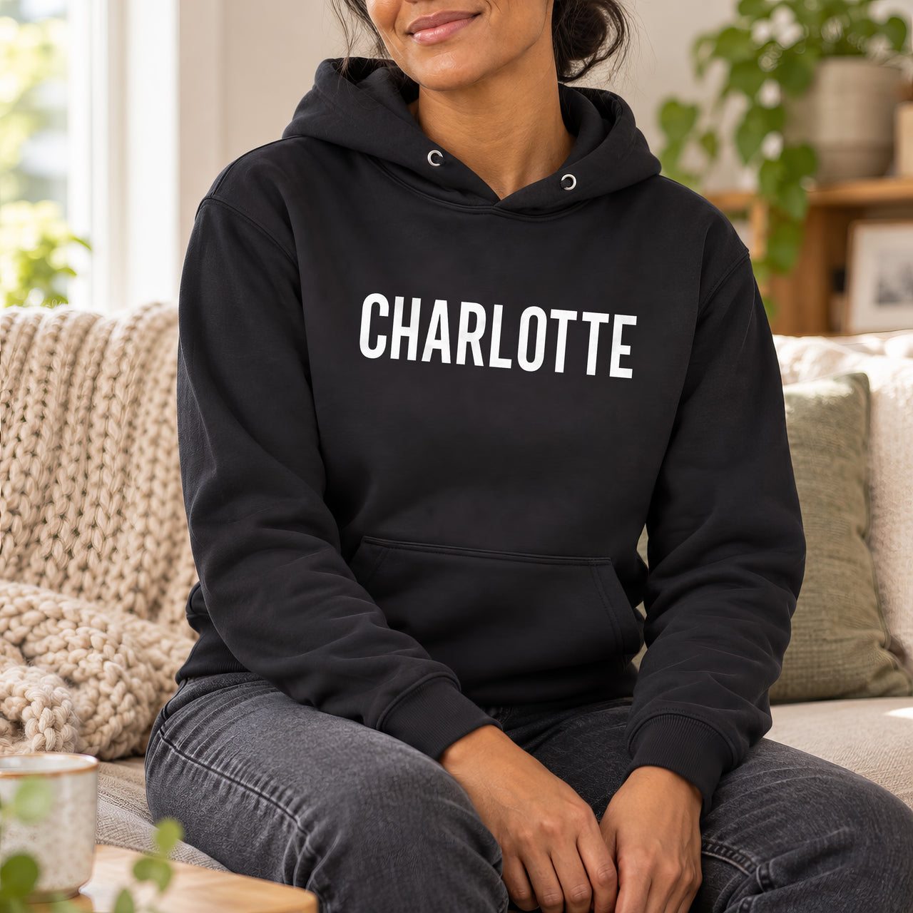 Personalised Car Valeter Name Iron-On Transfer, shown on a black hoodie