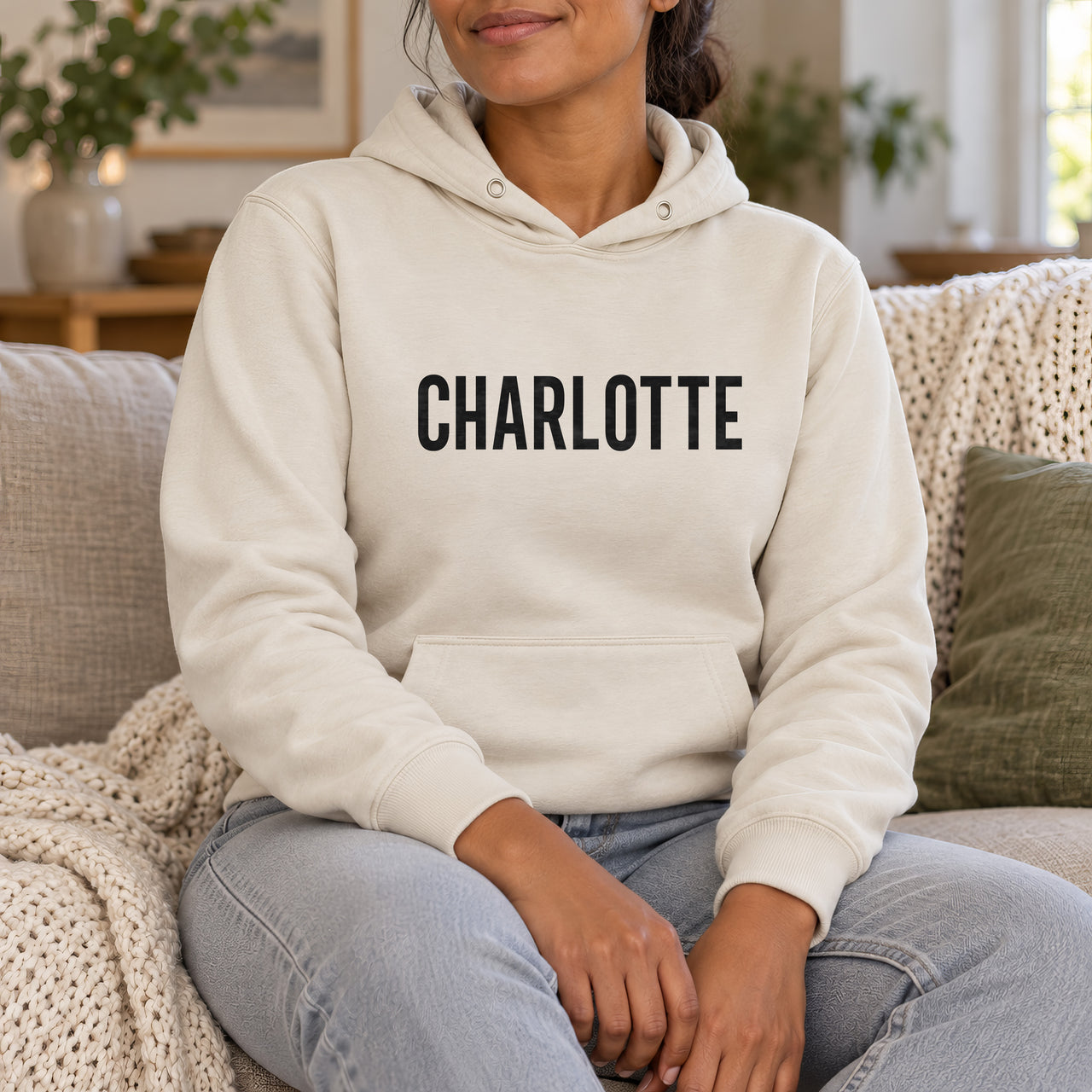 Personalised Car Valeter Name Iron-On Transfer, shown on a natural hoodie
