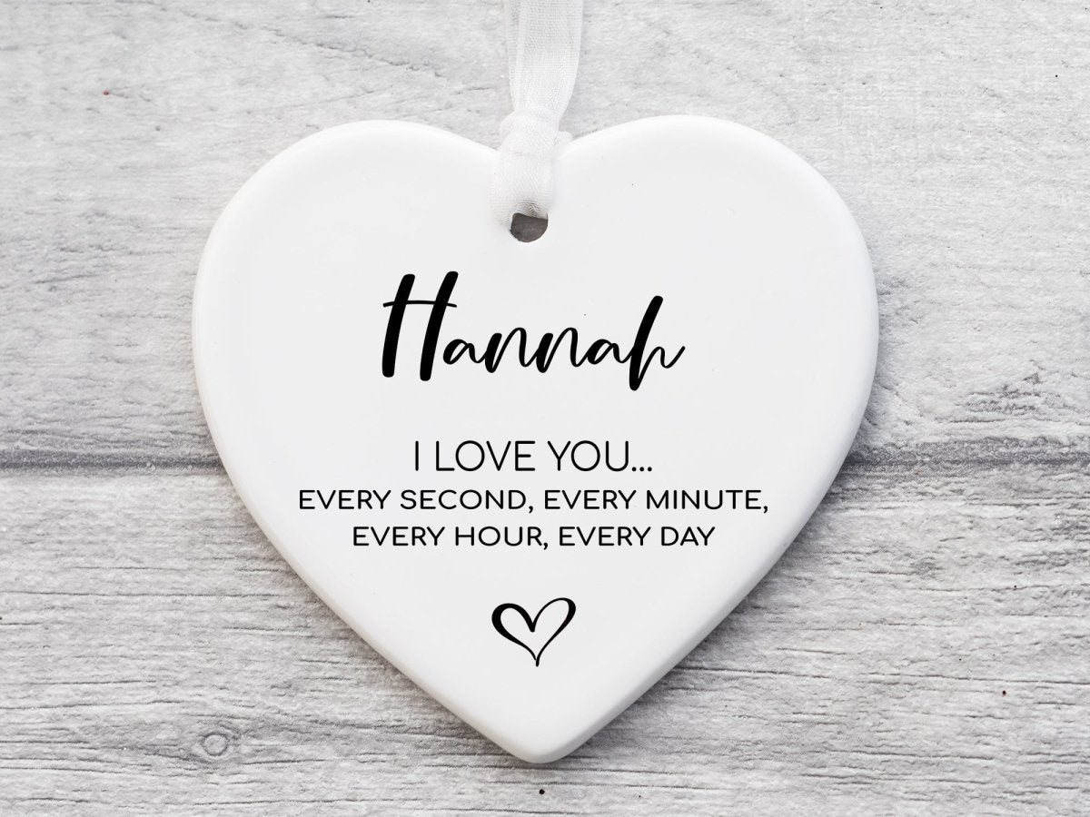 Personalised Ceramic Heart - Anniversary & Birthday - 'I Love You' Keepsake - DENMARY