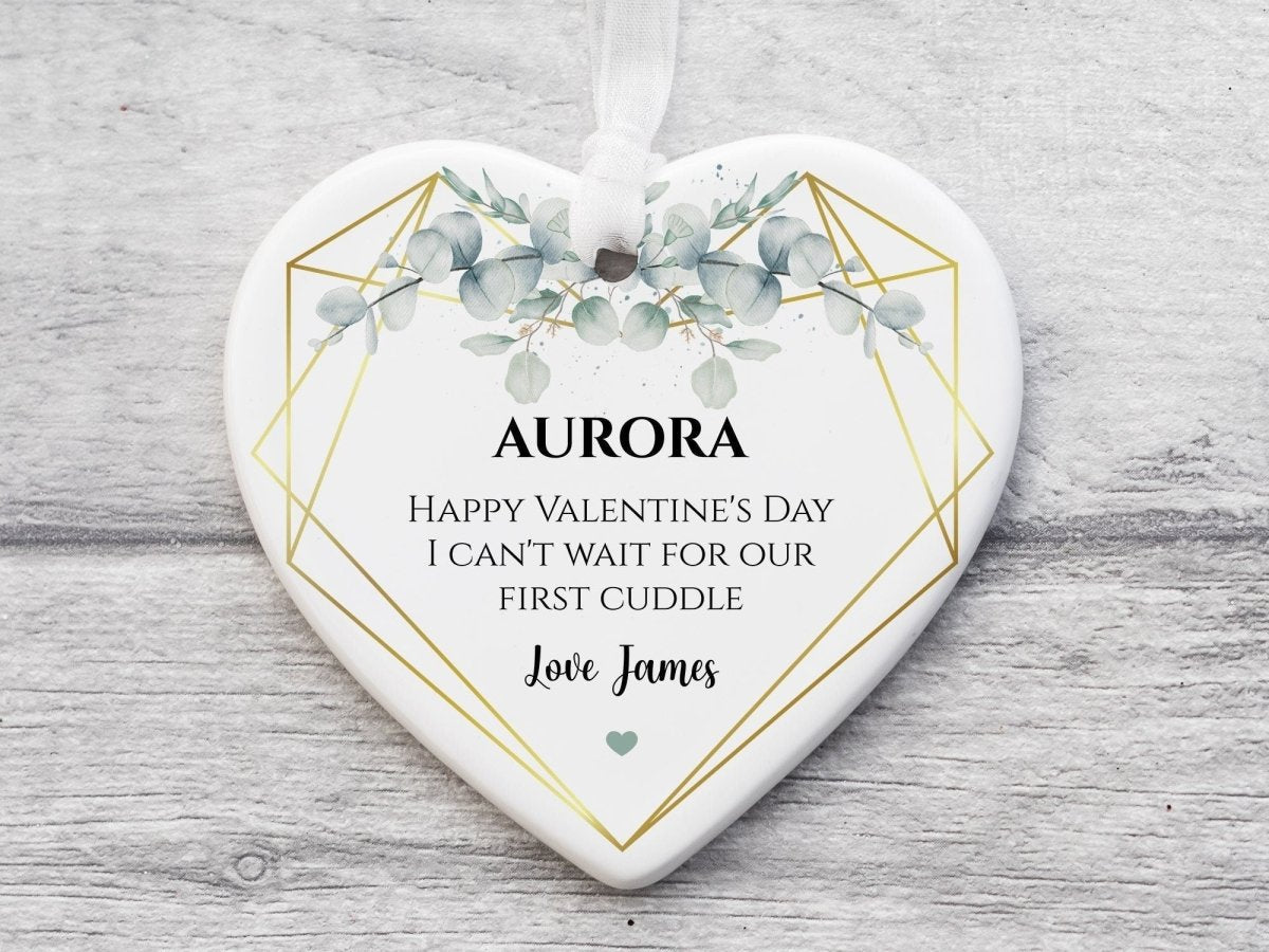 Personalised Ceramic Heart Bauble - Valentine's Keepsake - Romantic Gift - DENMARY