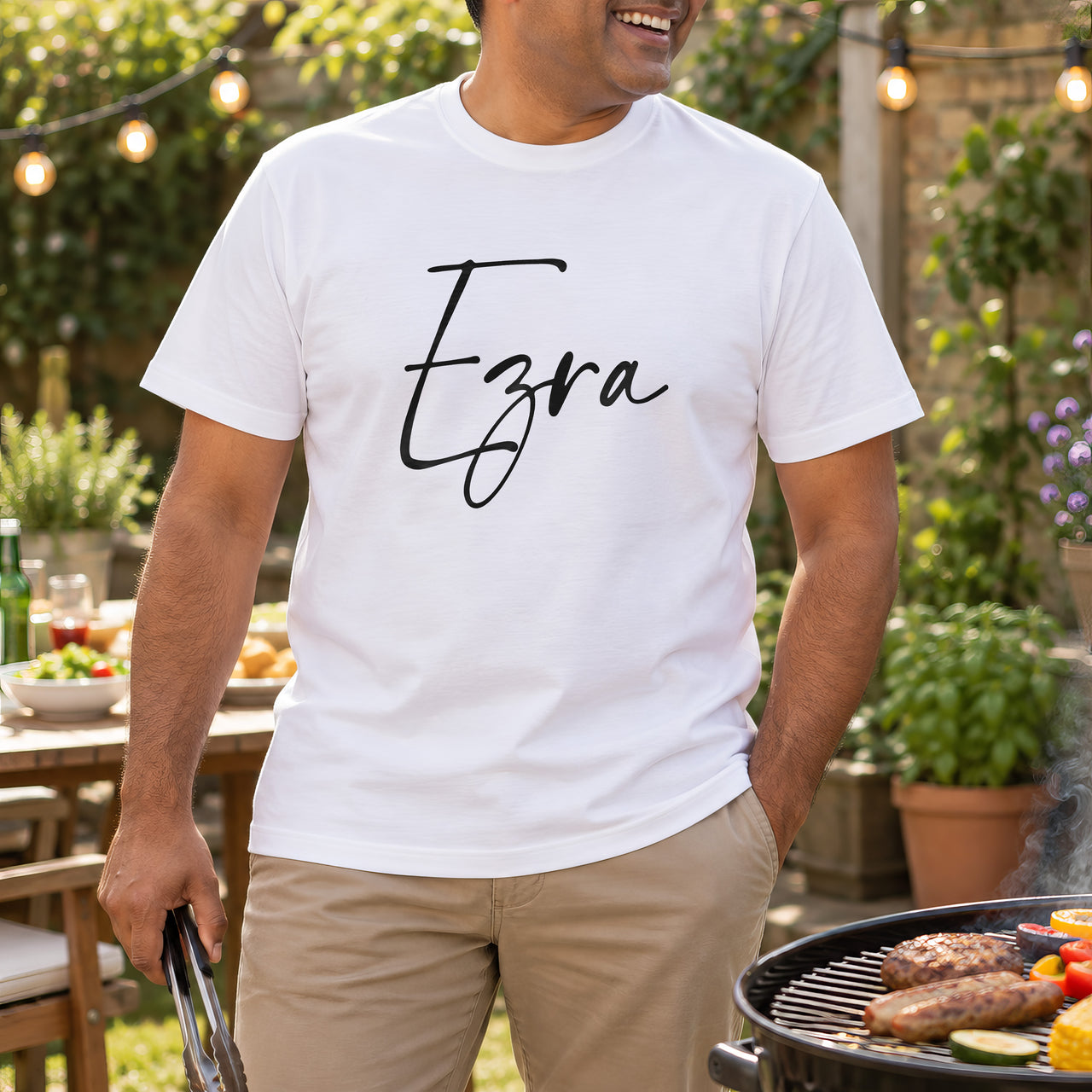 Personalised Childminder Name Iron-On Transfer, shown on a white t-shirt
