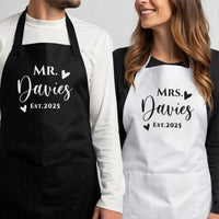 Thumbnail for Personalised Couples Aprons - Wedding Gift - Mr. & Mrs. Established 2025 - DENMARY