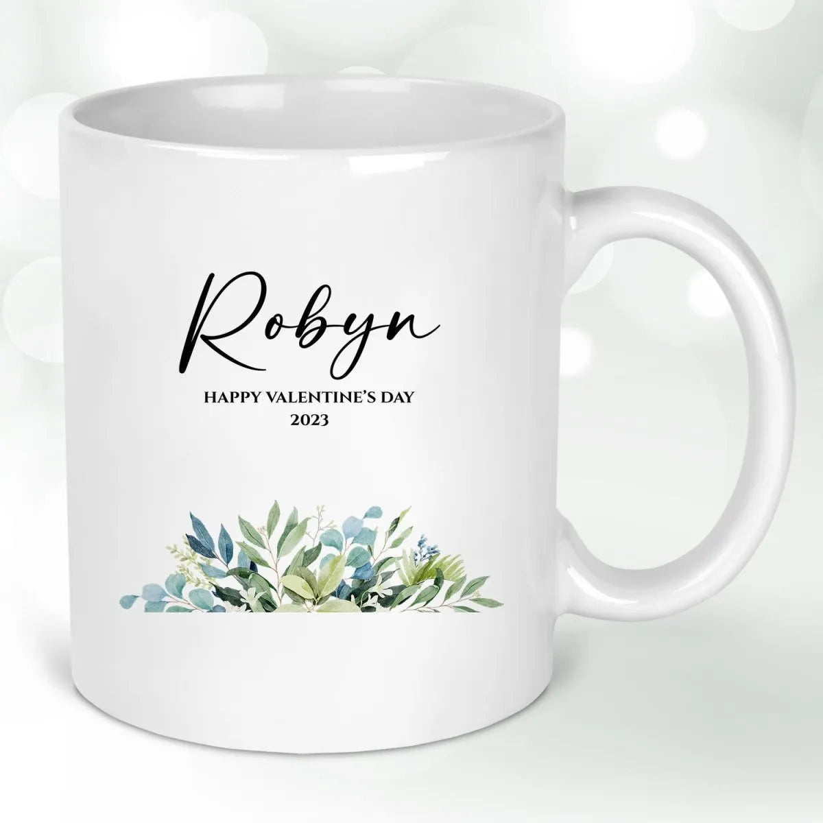 Personalised Enamel Mug - Valentine's Day - Couples - Botanical Aesthetic - DENMARY