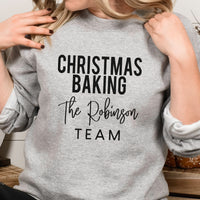 Personalised Family Christmas Baking Team Iron-On Transfer shown on a sweatshirt