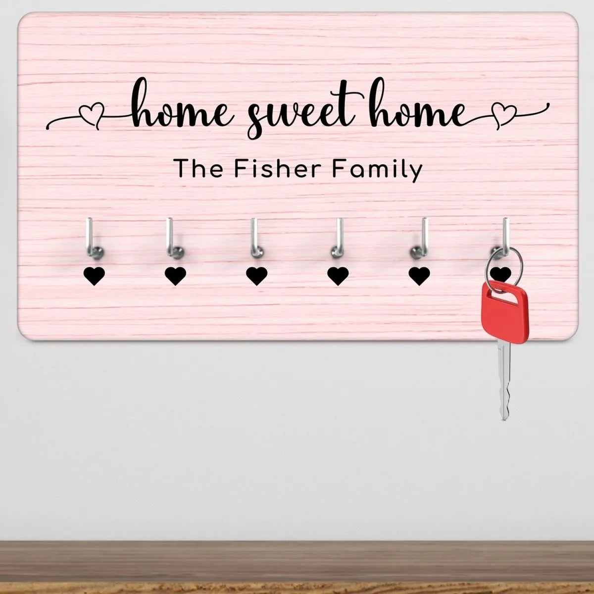 Personalised Family Key Rack - Housewarming Gift - Home Sweet Home Design - DENMARY