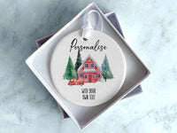 Thumbnail for Personalised Festive Bauble - Xmas House Motif - Unique Christmas Ornament - DENMARY