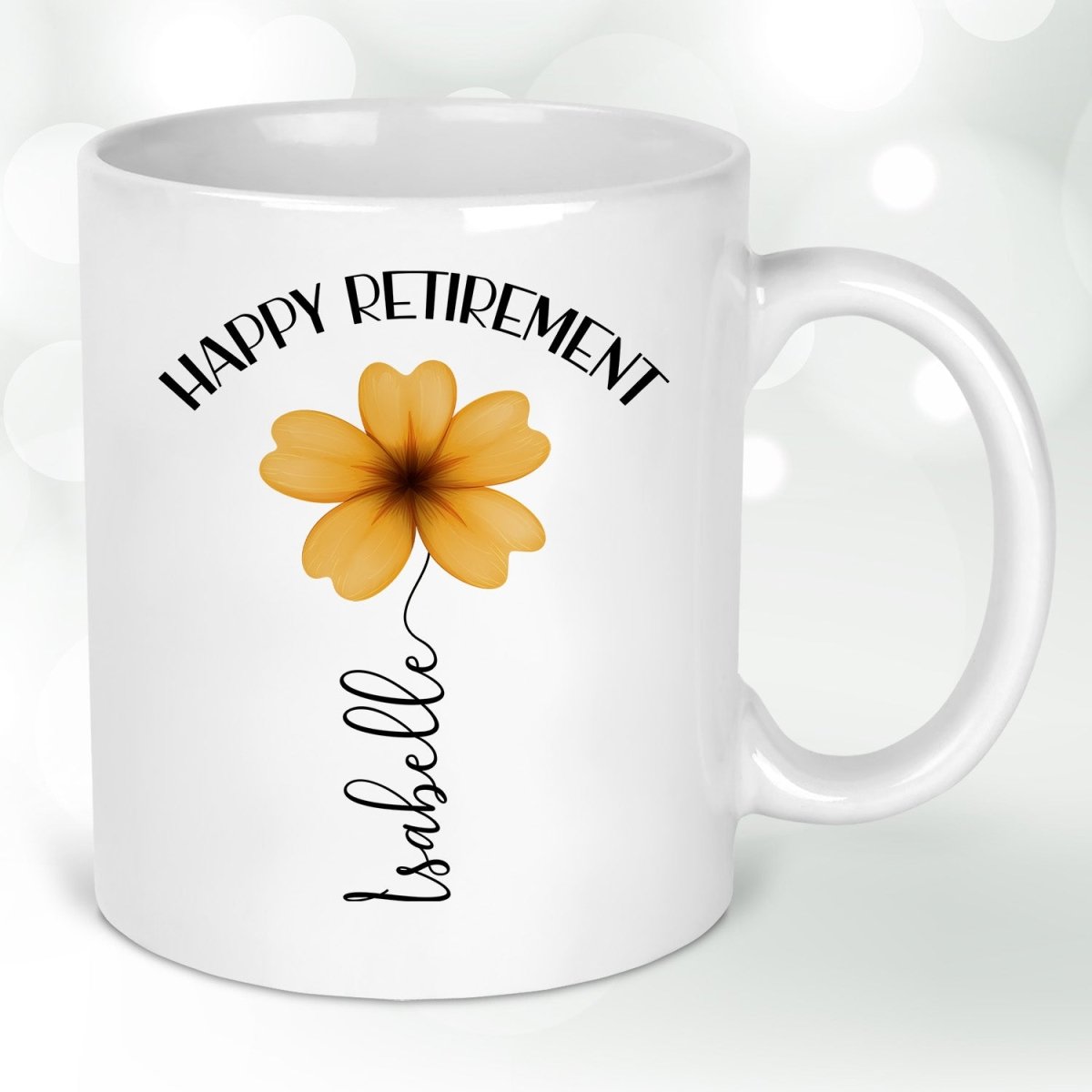 Personalised Floral Mug - Retirement Celebration - For Her - Unique Keepsake - DENMARY