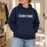 Personalised Florist Name Iron-On Transfer, shown on a navy hoodie