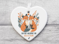 Thumbnail for Personalised Fox Couple Heart Ornament - Valentine's Day - With Names - DENMARY