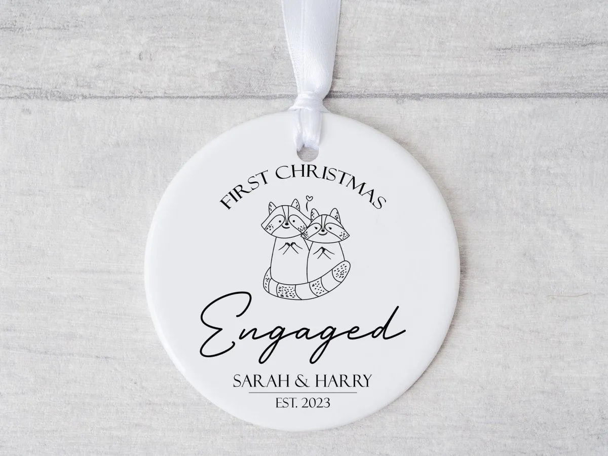 Personalised Fox Engagement Ornament - 1st Christmas Together - Festive Keepsake - DENMARY