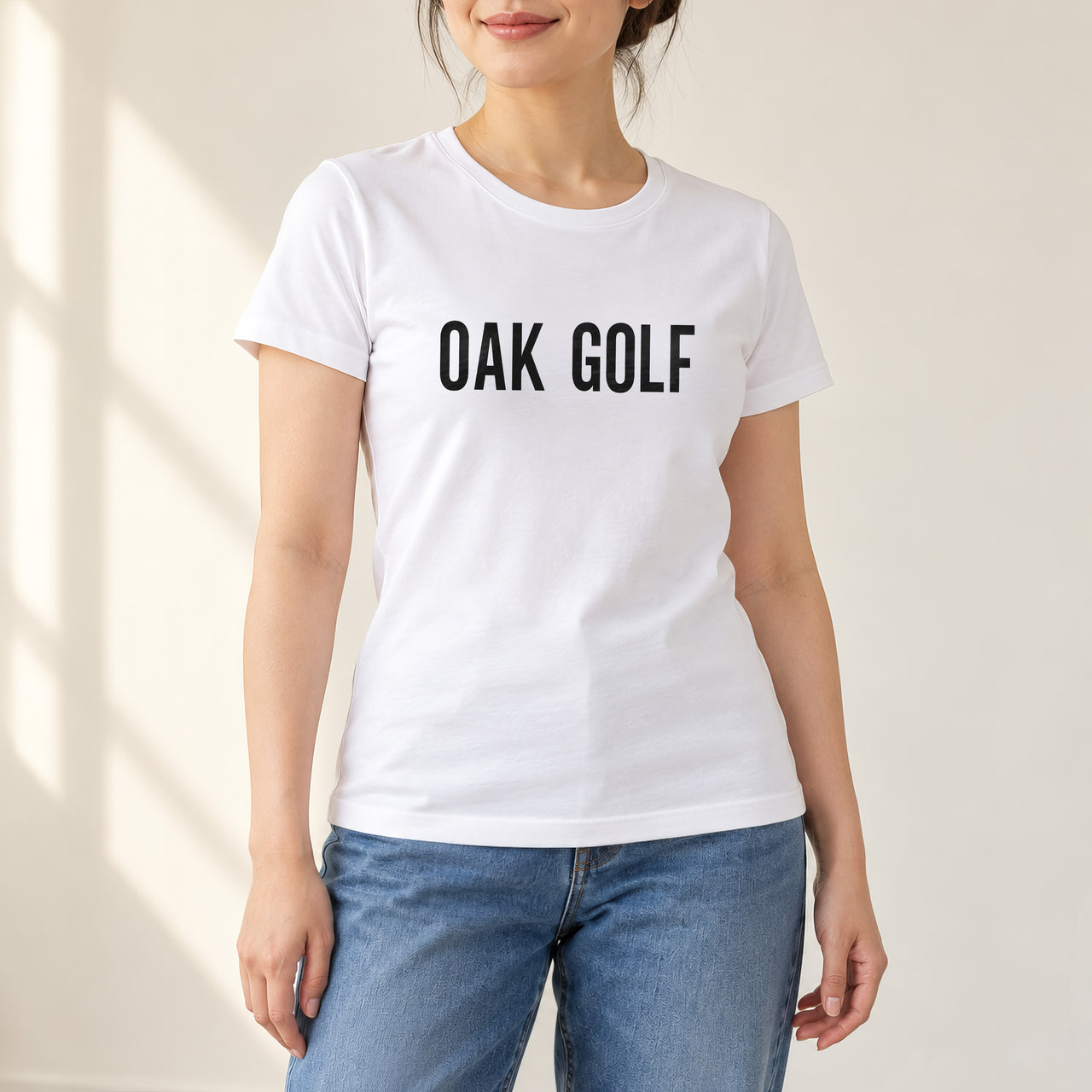 Personalised Golf Society Name Iron-On Transfer, shown on a white t-shirt