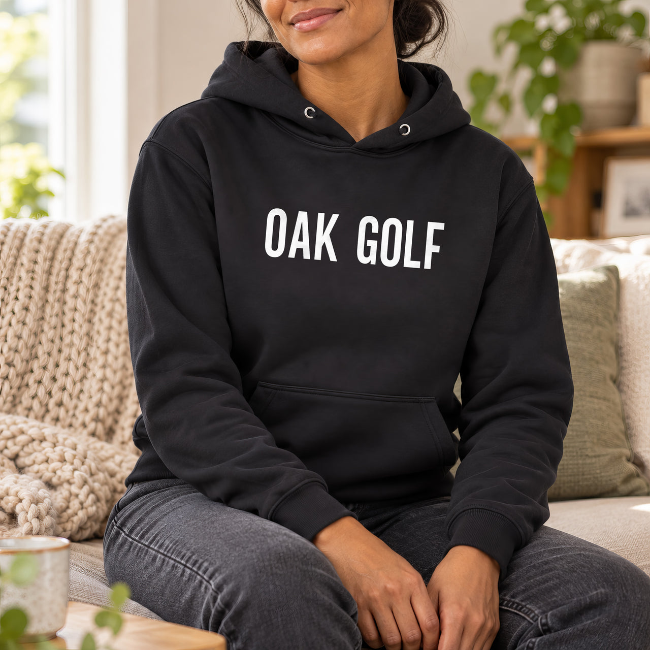 Personalised Golf Society Name Iron-On Transfer, shown on a black hoodie