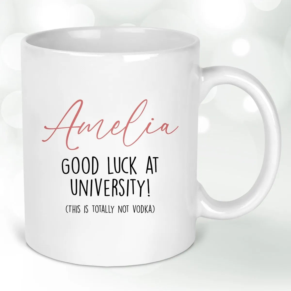 Personalised Good Luck at University Mug – Funny Coffee Mug - DENMARY