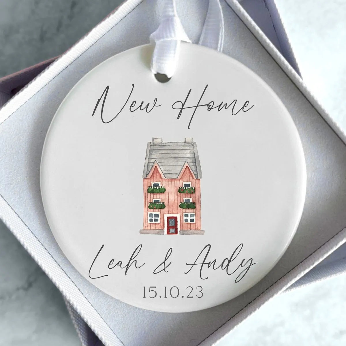 Personalised Housewarming Ornament - New Home Gift - Ceramic Keepsake - DENMARY