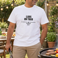 Personalised Lads Holiday Iron-On Transfer, shown on a white t-shirt