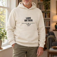 Personalised Lads Holiday Iron-On Transfer, shown on a natural hoodie